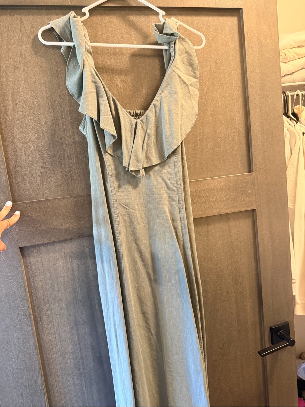 Target Sage Green Ruffle Strap Maxi Dress